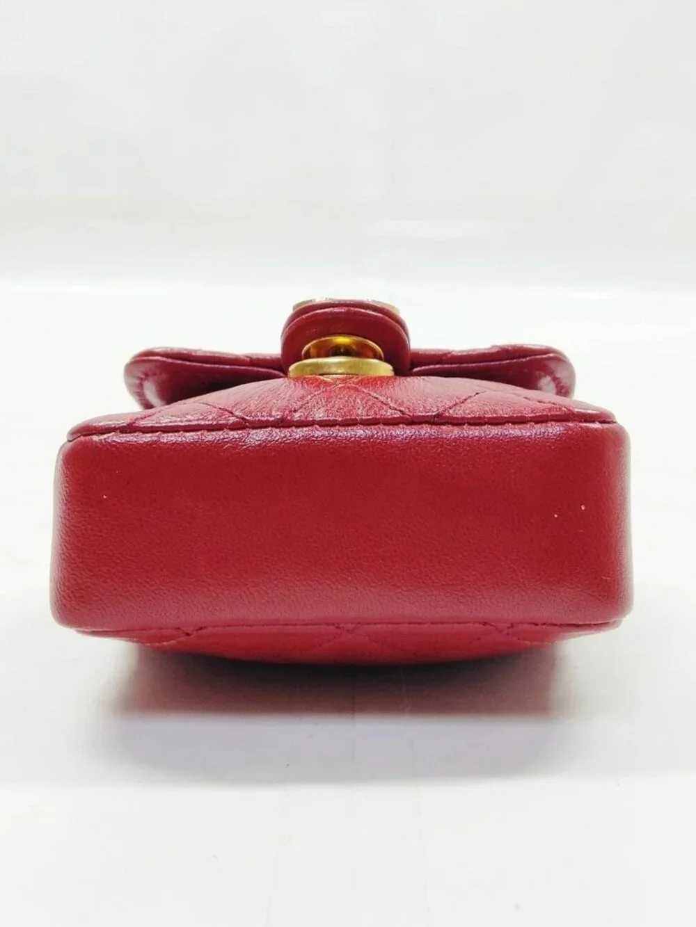 Authentic Chanel Mini Classic Flap Coin Purse Red Quilted Lambskin Chain Bag